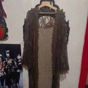 Urban Outfitter maxi bodycon dress with free lace kimono